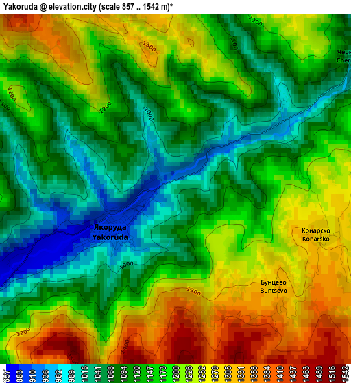 Yakoruda elevation map
