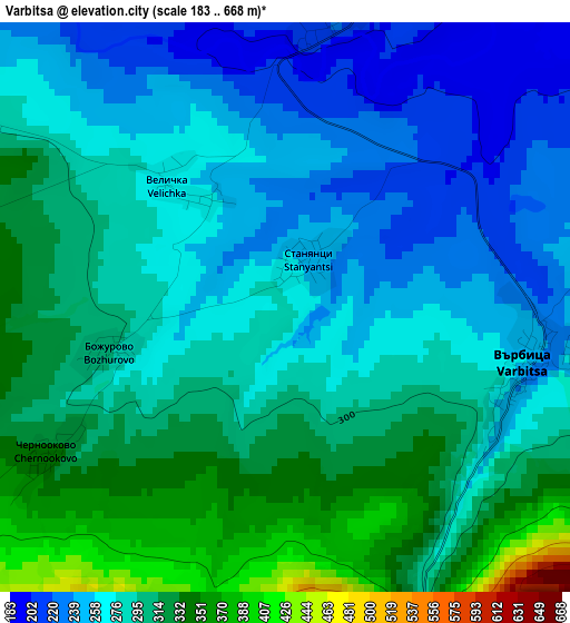 Varbitsa elevation map