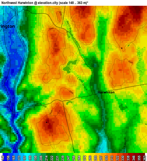 Northwest Harwinton elevation map