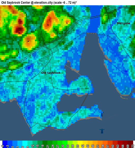 Old Saybrook Center elevation map