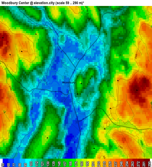 Woodbury Center elevation map