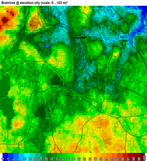 Braintree elevation map