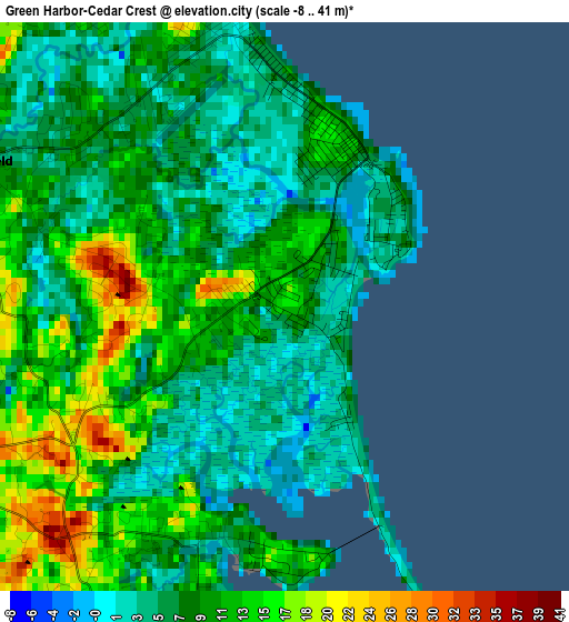 Green Harbor-Cedar Crest elevation map