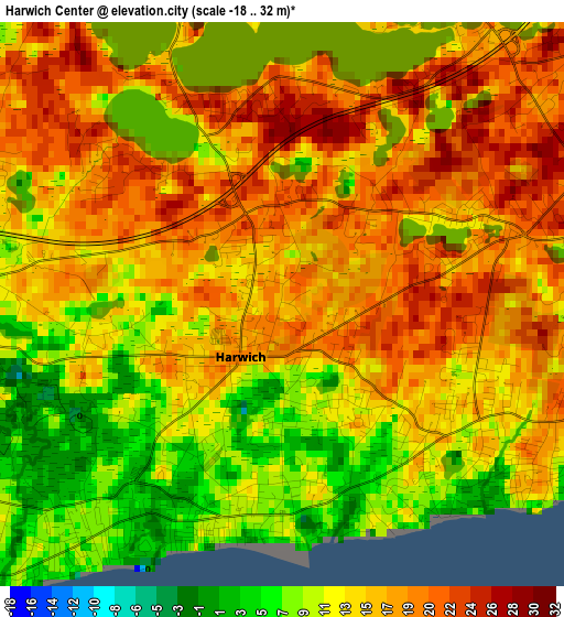 Harwich Center elevation map