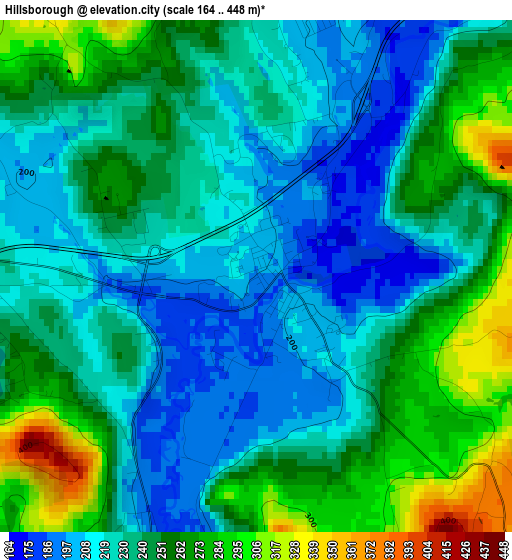 Hillsborough elevation map