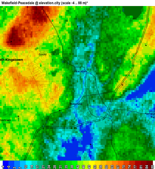 Wakefield-Peacedale elevation map