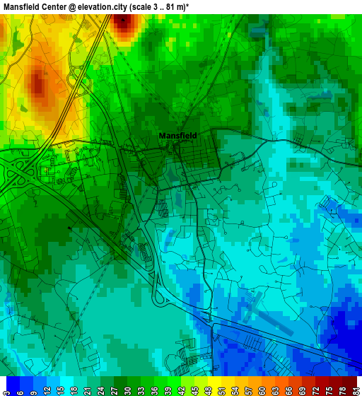 Mansfield Center elevation map