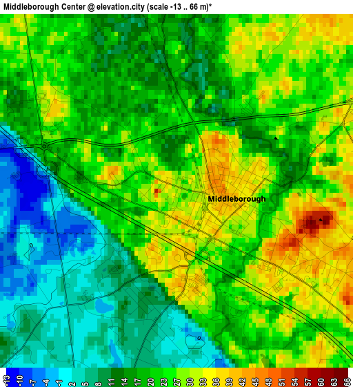 Middleborough Center elevation map