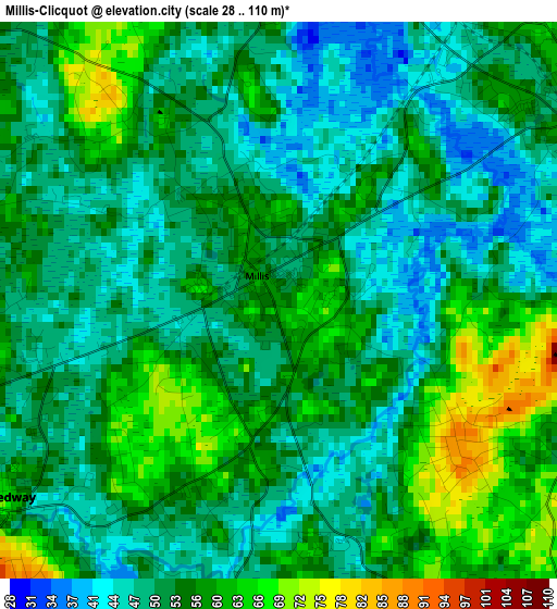 Millis-Clicquot elevation map