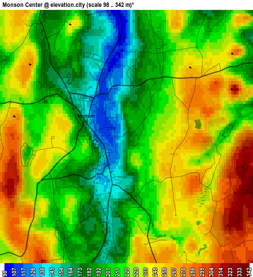 Monson Center elevation map