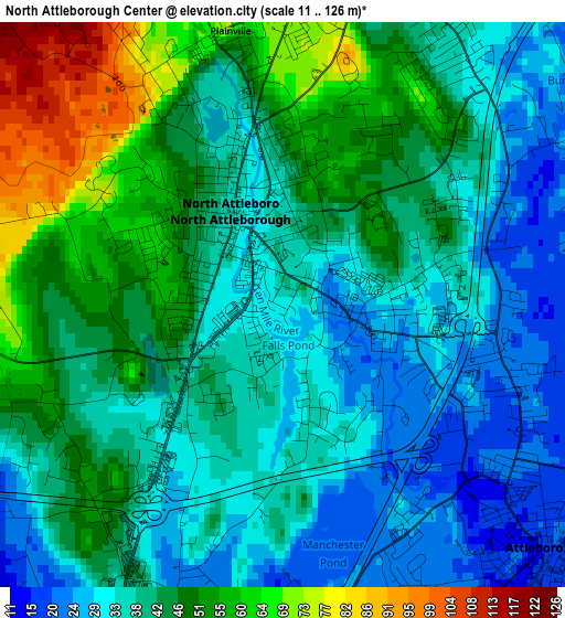 North Attleborough Center elevation map