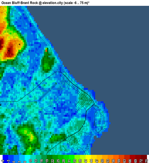 Ocean Bluff-Brant Rock elevation map