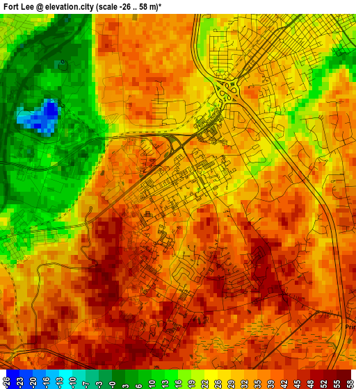 Fort Lee elevation map