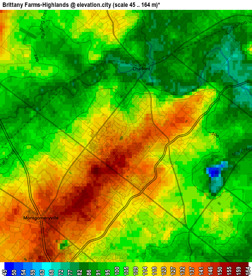 Brittany Farms-Highlands elevation map