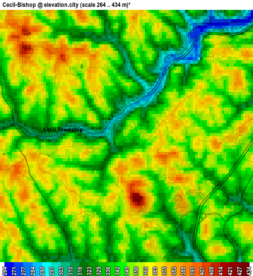 Cecil-Bishop elevation map