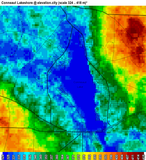 Conneaut Lakeshore elevation map