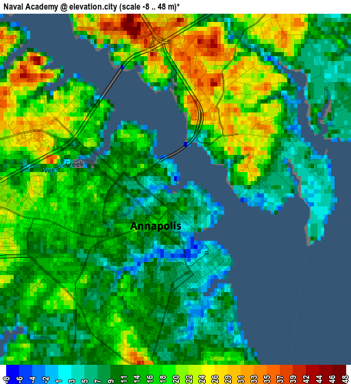 Naval Academy elevation map