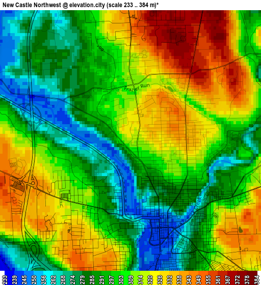 New Castle Northwest elevation map