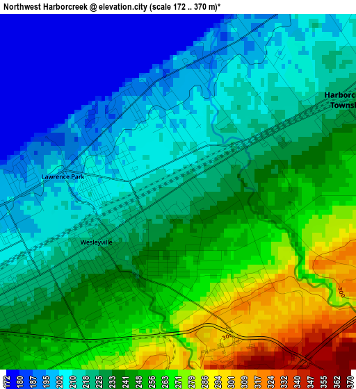 Northwest Harborcreek elevation map