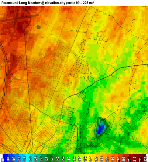 Paramount-Long Meadow elevation map