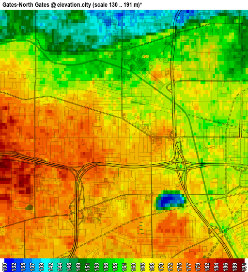 Gates-North Gates elevation map