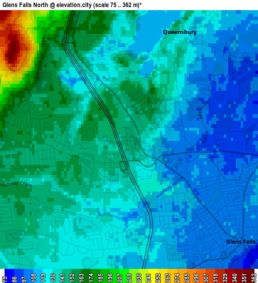 Glens Falls North elevation map