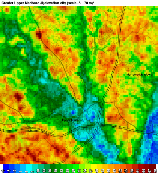 Greater Upper Marlboro elevation map