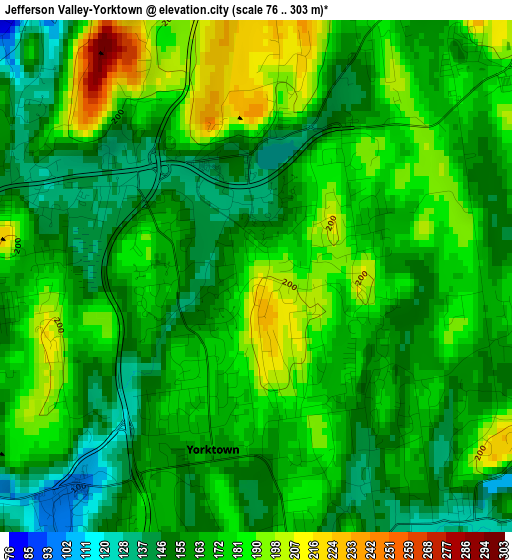 Jefferson Valley-Yorktown elevation map