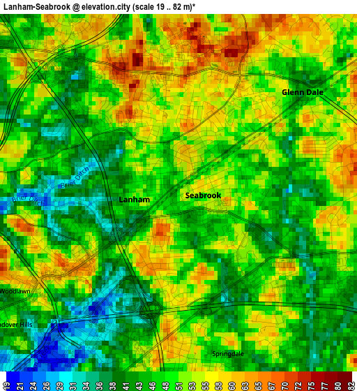 Lanham-Seabrook elevation map