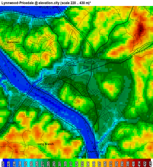 Lynnwood-Pricedale elevation map