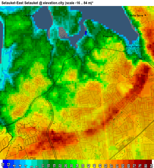 Setauket-East Setauket elevation map