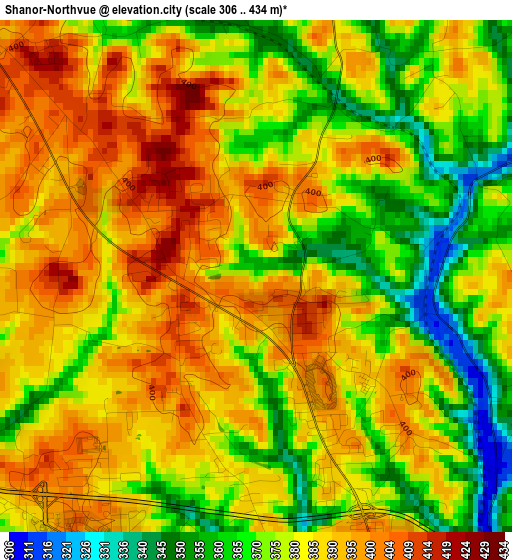 Shanor-Northvue elevation map