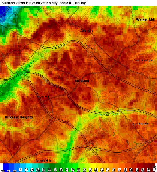 Suitland-Silver Hill elevation map