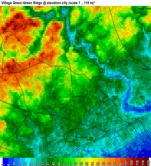 Village Green-Green Ridge elevation map