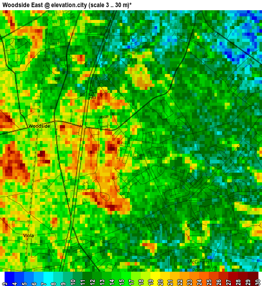 Woodside East elevation map