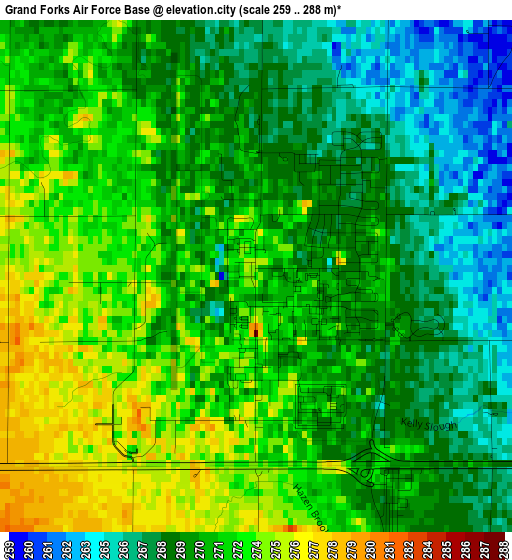 Grand Forks Air Force Base elevation map