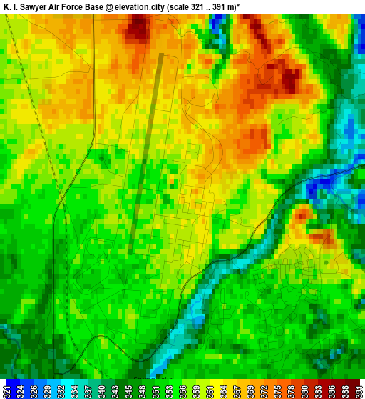 K. I. Sawyer Air Force Base elevation map