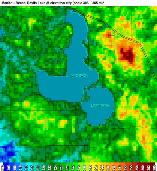 Manitou Beach-Devils Lake elevation map