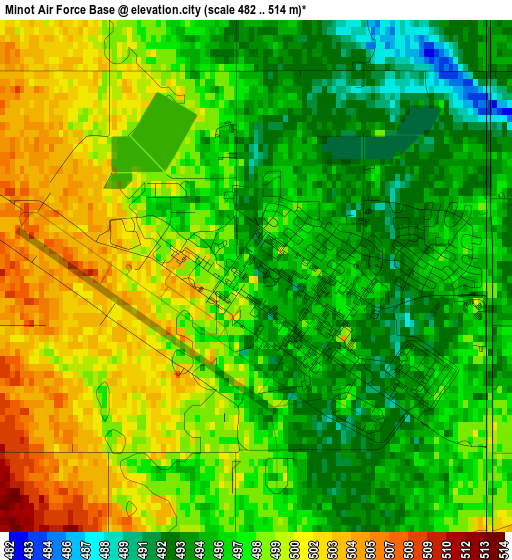 Minot Air Force Base elevation map