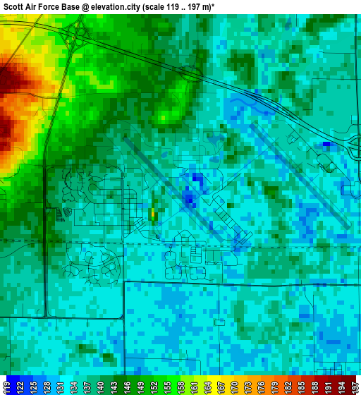 Scott Air Force Base elevation map