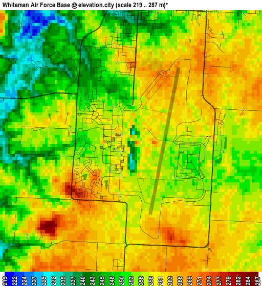 Whiteman Air Force Base elevation map