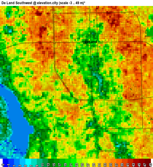 De Land Southwest elevation map