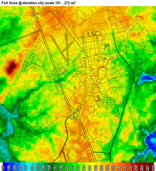 Fort Knox elevation map