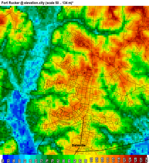 Fort Rucker elevation map