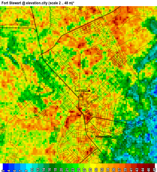 Fort Stewart elevation map