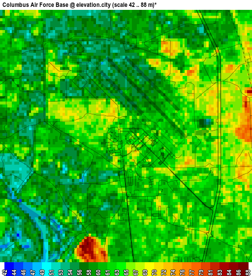 Columbus Air Force Base elevation map