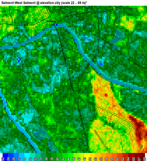 Selmont-West Selmont elevation map