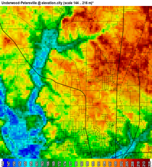 Underwood-Petersville elevation map