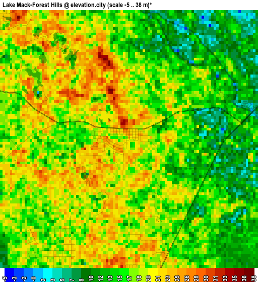 Lake Mack-Forest Hills elevation map