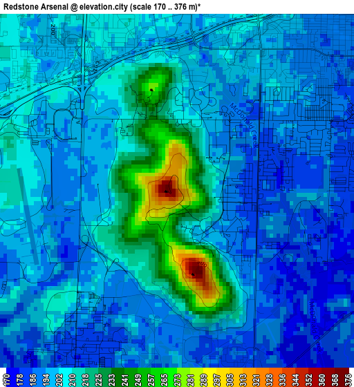 Redstone Arsenal elevation map